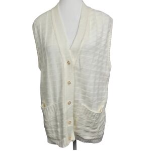Vintage Suitable Knits Cream Button Down Knit Vest PTP 20” Cottagecore